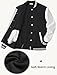 COOFANDY Mens Fashion Varsity Jackets Leather Sleeve Slim Fit College Baseball Letterman Bomber Coat Black/White X-Large