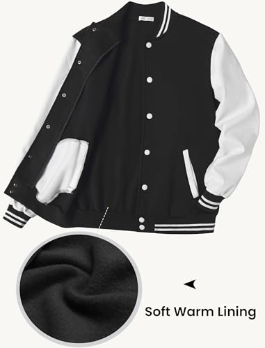 Image of COOFANDY Men Fashion Long Sleeve Button Front Cotton Bomber Baseball Jacket