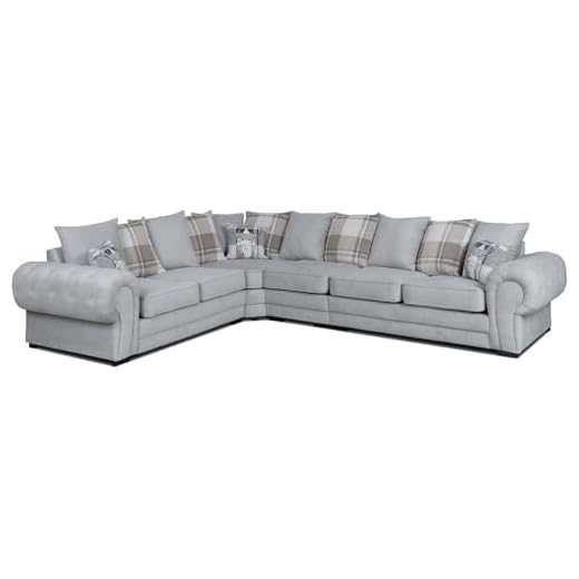 3 C 2 Corner Settee - Large Verona Left or Right Hand 6 Seater Sofa - Comfy Designer Scatter Back Cushions - Modular Dual Arm Corner Suites for Living Room Lounge Indoors Decor (Grey, Left Hand)