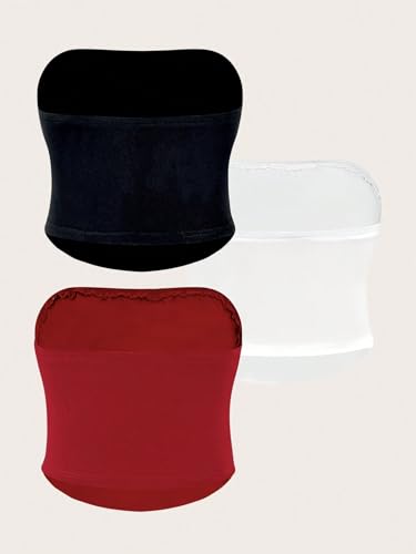 SOLY HUX Women's Plus Size Tube Top 3 Piece Strapless Crop Tops Sleeveless Basic Bandeau Tops2