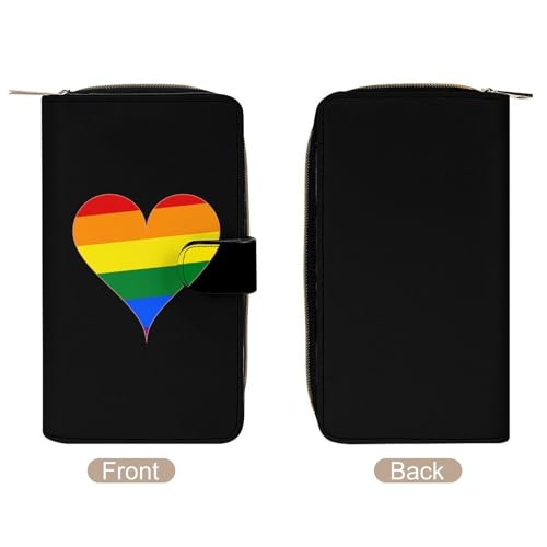 Gay Proud Rainbow Heart Long Wallet for Women Men Purses Coin Pouch Credit Card Holder Organizer3