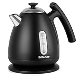 Hervidor eléctrico con control de temperatura - 1,7 litros - 40 a 100°C - 2200W - Diseño retro - Negro - Negro - Britecore