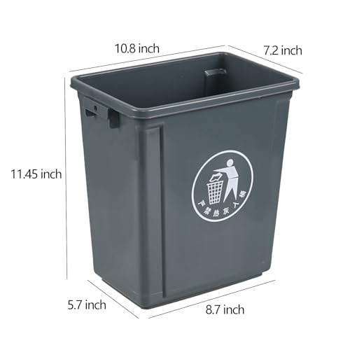Image of Kekow 2.6 Gallon Small Bathroom Trash Can, 4-Pack Open-Top Plastic Rectangular Wastebasket, Gray, F