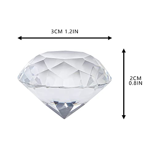 HDCRYSTALGIFTS 12PC Crystal Diamond Pirate Gems Figurines 30mm (1.2 inch) Clear Glass Jewels Paperweight Wedding Decorations Christmas Centerpieces for Home Decor