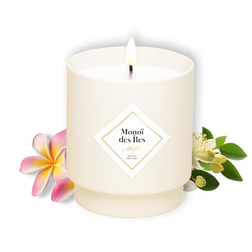 MY JOLIE CANDLE - Bougie Parfumée Monoï des Îles - Cire Naturelle et Végétale - Made in France - Mèche Coton - 36h de combustion - Cadeau Noël Femme Maman