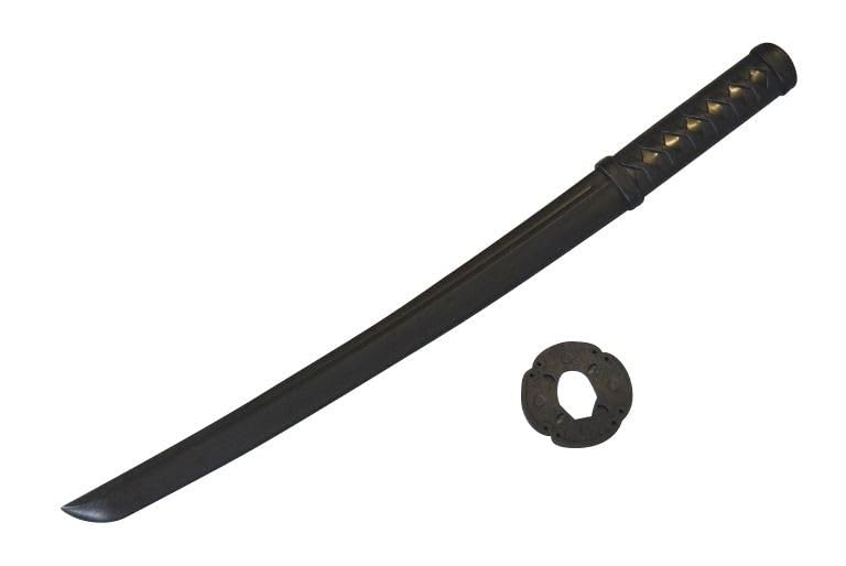 Shoto TPR Kunststoff - Schwarz - 62 cm mit Tsuba - Kurzschwert Japanisch - Holzschwert Aikido, Iaido, Kempo, Kobudo, Kampfkunst Trainingsschwert