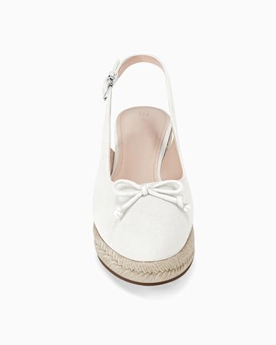 Image of Womens Closed Toe Espadrilles Wedges Shoes Platform Slingback Mid Low Heel Canvas Bow Dress Sandals