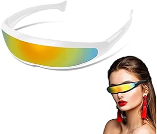 Futuristic Sunglasses Narrow Cyclops Shape Sunglasses Alien Robot Mirror Lens Cosplay Costume Glasses Creative Party Space Glasses