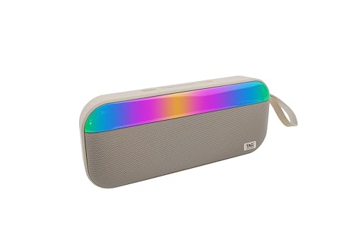 Image of TAG Ray 10W Portable Wireless Bluetooth Speaker with Dynamic Stereo Sound | Customizable RGB LED Lights | TWS Feature | Supports Micro SD Cards, FM, USB | Comes with Inbuilt Mic (White)
