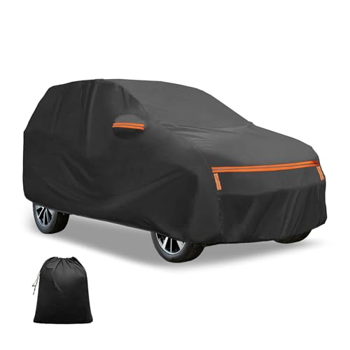 FUELHOOD Suzukiに対応アルトAlto用355*152*135cm車カバー スパンレース綿 新型100%防水生地&5層構造 裏起毛 塗装面保護 梅雨 軽自動車 破れにくい 雹対策 防風ロープ付き 耐強風 運転席側ジッパー 夜間安全警告 日焼け防止 凍結防止 霜除け 内装パーツ アクセサリー