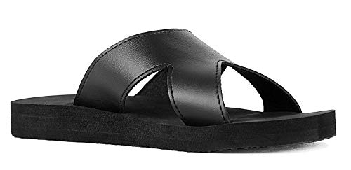 iLoveSIA Men's Athletic Slides Casual Daily Sandals Black US Size 11