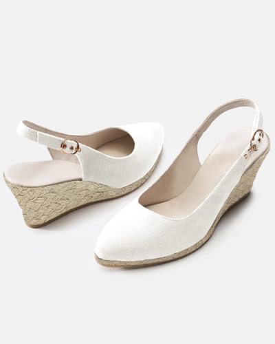 Image of Juliet Holy Womens Wedge Sandals Espadrilles Closed Toe Slingback Buckle Strap Comfortable Casual Summer Wedges Shoes