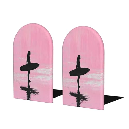 Buchstützen mit Surfbrett-Silhouette, für Regale, 2 Stück, Holz-Buchstopper, Organizer für Zuhause, Büro, Bibliotheken