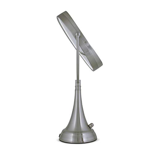 Zadro LEDOVLV410 - LED Lighted 10X/1X Oval Vanity Mirror with Satin Nickel Finish