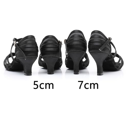 Rosefinch Women's Classic Latin Dance Shoes Professional Dance Shoes Ballroom Party Salsa Fitness Dance Shoes 5cm Heel, Black 39 by Rosefinch - Image 6