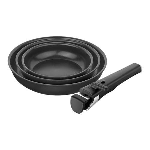 ZWILLING Unlock - Juego de sartenes (4 piezas, 20, 24, 28 cm + asa) con revestimiento de cerámica