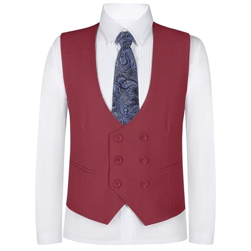Boys Vest Double Breasted Suit Vest for Boy Formal Casual Western Wedding Waistcoat and Tie3