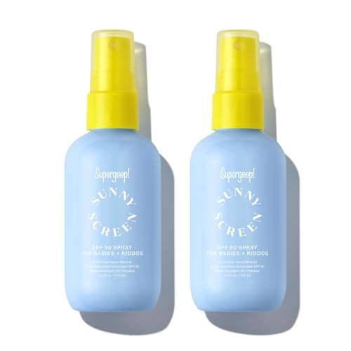 Image of Supergoop! Sunnyscreen 100% Mineral Spray SPF 50 - 3.4 fl oz, Pack of 2 - Face & Body Sunscreen for Babies & Kids - Pediatrician Tested, Hypoallergenic, Fragrance & Silicone Free