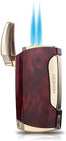 PROMISE Torch Lighter Double Jet Flame Cigar Lighter (Brown Grain)