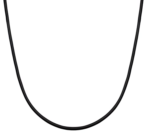Collier caoutchouc noir homme argent 925 Kuzzoi 0102540923 chaîne 3 mm longueur 50 cm