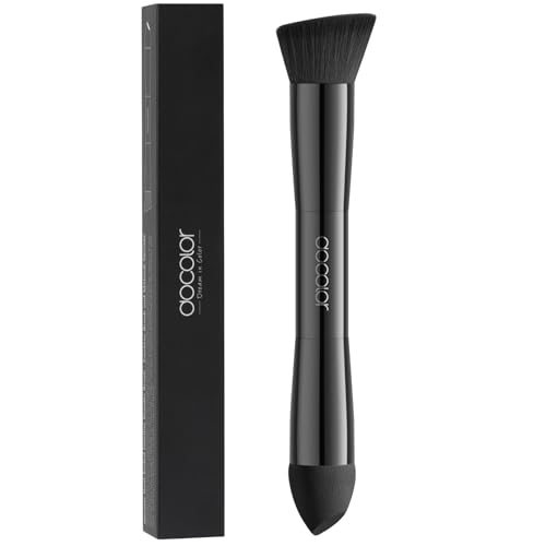 docolor Dual-Ended Hairline Powder Brush, Hair Contour Brush with Sponge Tip, Makeup Brush for Seamless Blending, for Hair Contouring, Root Touch-ups, and Beard Coverage Vegan & Cruelty-free