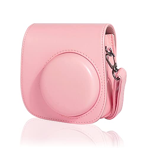 HIUOUIH Tasche Kompatibel mit Instax Mini 11 Kamera Schutzhülle Fujifilm Hülle Sofortbildkameras Huelle aus Weichem Kunstleder Kameratasche Portable Case Abdeckung Abnehmbaren Riemen, Rosa