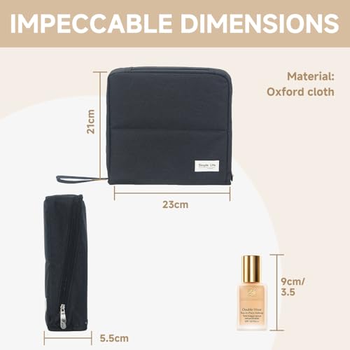 standing makeup bag, Women's Large Capacity Foldable Magnetic Travel Makeup Storage Bag, Waterproof Portable Open Makeup Bag with Divider,black - Image 4