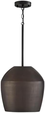 Capital Lighting 354212UR Della Handcrafted Terracotta Pendant Ceiling Light, 1-Light 100 Watt, 14" H x 13" W, Painted Umber and Matte Black