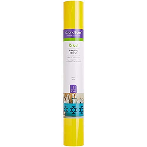 Image of Cricut Everyday Iron On - Yellow, 2ft Roll (12'x24') - HTV Heat Transfer Vinyl for Shirts, Apparel, Hats & More - Compatible with Maker & Explore Machines
