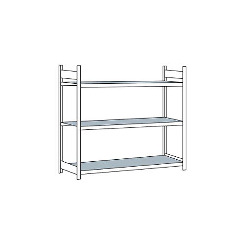 Grundregal, Weitspannregal WS 2000 mit Stahlböden, 2000 x 2500 x 800 mm (HxBxT), verzinkt, 3 Ebenen, Fachlast 400 kg, Feldlast 1.200 kg