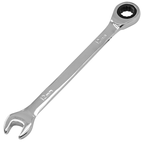 Bonsicoky 12mm Metric Ratchet Wrench - End Head 72-Tooth Ratcheting Combination Wrench - High-Carbon Steel Box Industrial Grade Gear Spanner