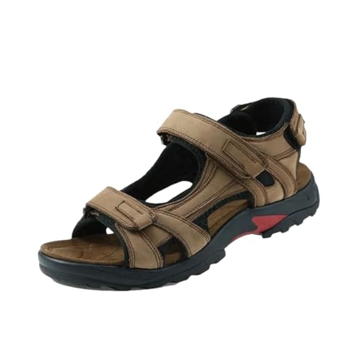 Men’S Casual Genuine Leather Soft Sandals Comfortable Beach Shoes Roman Style Ankle-Wrap Fashion Footwear