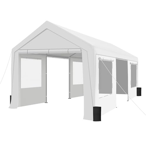 GARTOO 10' x 20' Canopy Party Tent & Carport - Heavy Duty Outdoor Wedding Gazebo with 4 Sand Bags, Event Shelter Canopy for Outdoor Event, Wedding, Birthday Party
