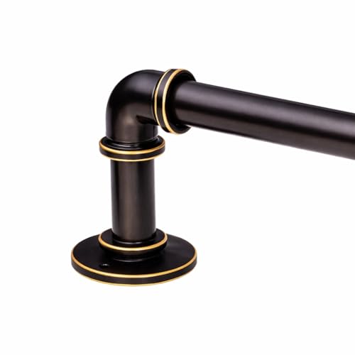 Industrial Curtain Rods for Windows 18 to 45 Inch, 1 Inch Diameter Adjustable small wrap around wraparound Blackout Heavy Duty short farmhouse metal s