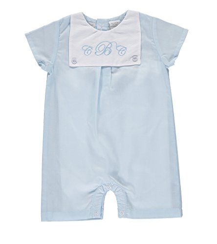 Carriage Boutique Baby Boys Monogram Shortall Blue