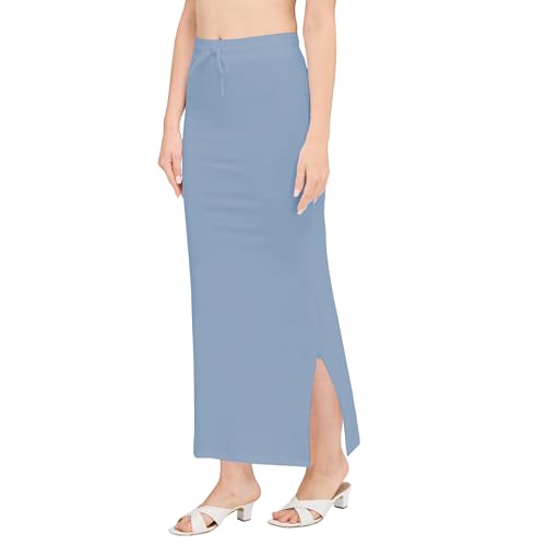 Image of DESI GIRL Cotton Lycra Stretchable Saree Shapewear Petticoat with Drawstring for Women | Fishcut Saree Petticoat with Side Slit for Easy Movement | Saree Shaper | Long inskirt
