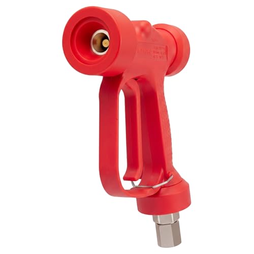 Baquler Red High Volume Soft Wash Gun with Ss Swivel Pin 350 Psi 16 Gpm 1/2 Bsp Heavy Duty Rear Entry High Flow Low Pressure Wash Down Spray Gun for Car Patio Pools Structure Cleaning