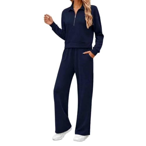 Conjunto de dos piezas para mujer de manga larga y pantalón de pierna ancha
