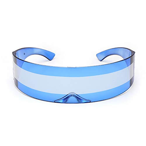 Image of PLOPLO 2 Pack Futuristic Cyclops Monoblock Shield Mirrored Sunglasses Sunglass Glasses