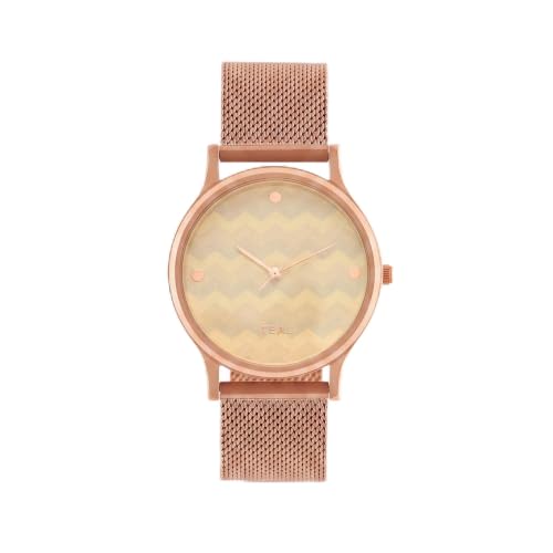 TEAL BY CHUMBAK Round Dial Analog Watch for Women|Chevron Collection| Stainless Steel Strap|Gifts for Women/Girls/Ladies |Stylish Fashion Watch for Casual/Work at ₹1135 (62% Off) - Amazon