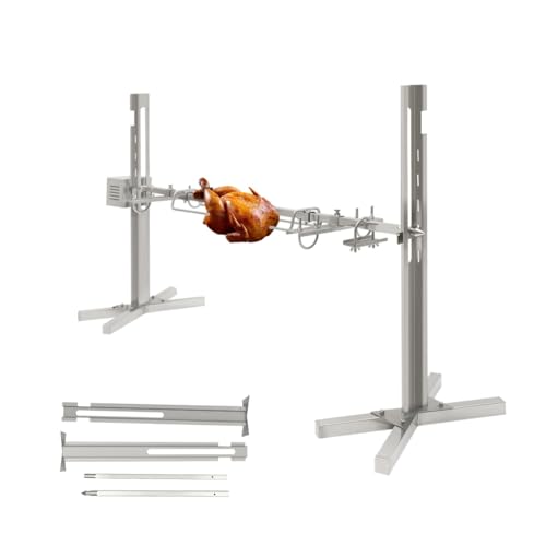 JAYGOVAN 53 Inch Large Rotisserie Grill Kit Automatic Rotating BBQ Grilling Kit 110V Electric Rotisserie Whole Stainless Steel Lamb Pig Hog Chicken Grill Rotisserie Roaster Spit Rod BBQ Motor