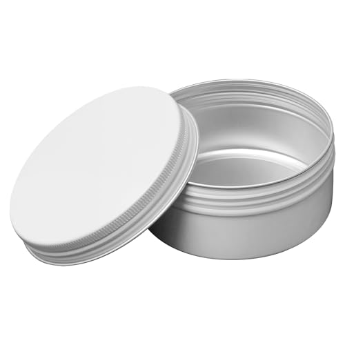 Image of Othmro 6Pcs 5.1oz Metal Round Tins Aluminum Tin Cans Jar Refillable Containers 150ml Tin Cans Tin Bottles Containers with Screw Lid for Salve Spices Lip Balm Tea Candies White 83x38mm