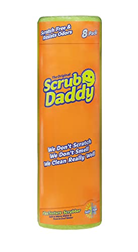 SCRUB DADDY, INC. Scrub Daddy Scratch-Free Scrubbing Sponge 4 1/8-inch Diameter Yellow Polymer Foam 8/Pack