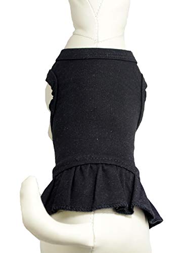 Pet Clothes Small Dog Clothing Blank Color Sport Dress T-Shirts Tee Dresses Tanks Top For Small Size Female Dogs Summer Spring Pet Costumes 100% Cotton (L, Black) #TOP7