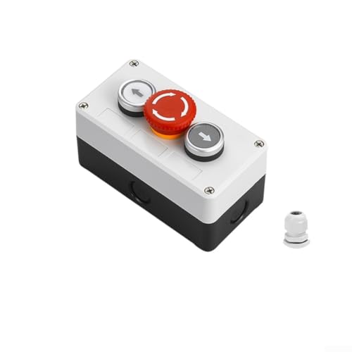 Durashmall 22mm Push Button Switch Control Box 3 Position 1NO1NC Self Resetting Locking ABS Metal Enclosure IP65 Oil Proof Anti Drop for Industrial Electrical Machinery(1)