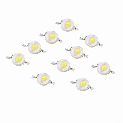 Nexbrill Cuentas de lámpara LED de alta potencia de 1 W 3 W para chip COB SMD 3.0-3.4 V 700 mA 220 lm 180 grados componente de iluminación industrial para electrónica de bricolaje (10 unidades de 1 W)