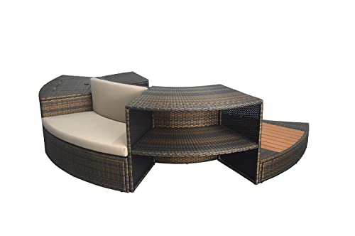 NETSPA N Muebles Individuales - Vita 140 - para SPA - SP-MOB140R - Juego de 5 módulos complementarios - Compatible con SPA Semi-Rígido Vita - Bancos cómodos de PVC - Trenzado/Estructura de Aluminio