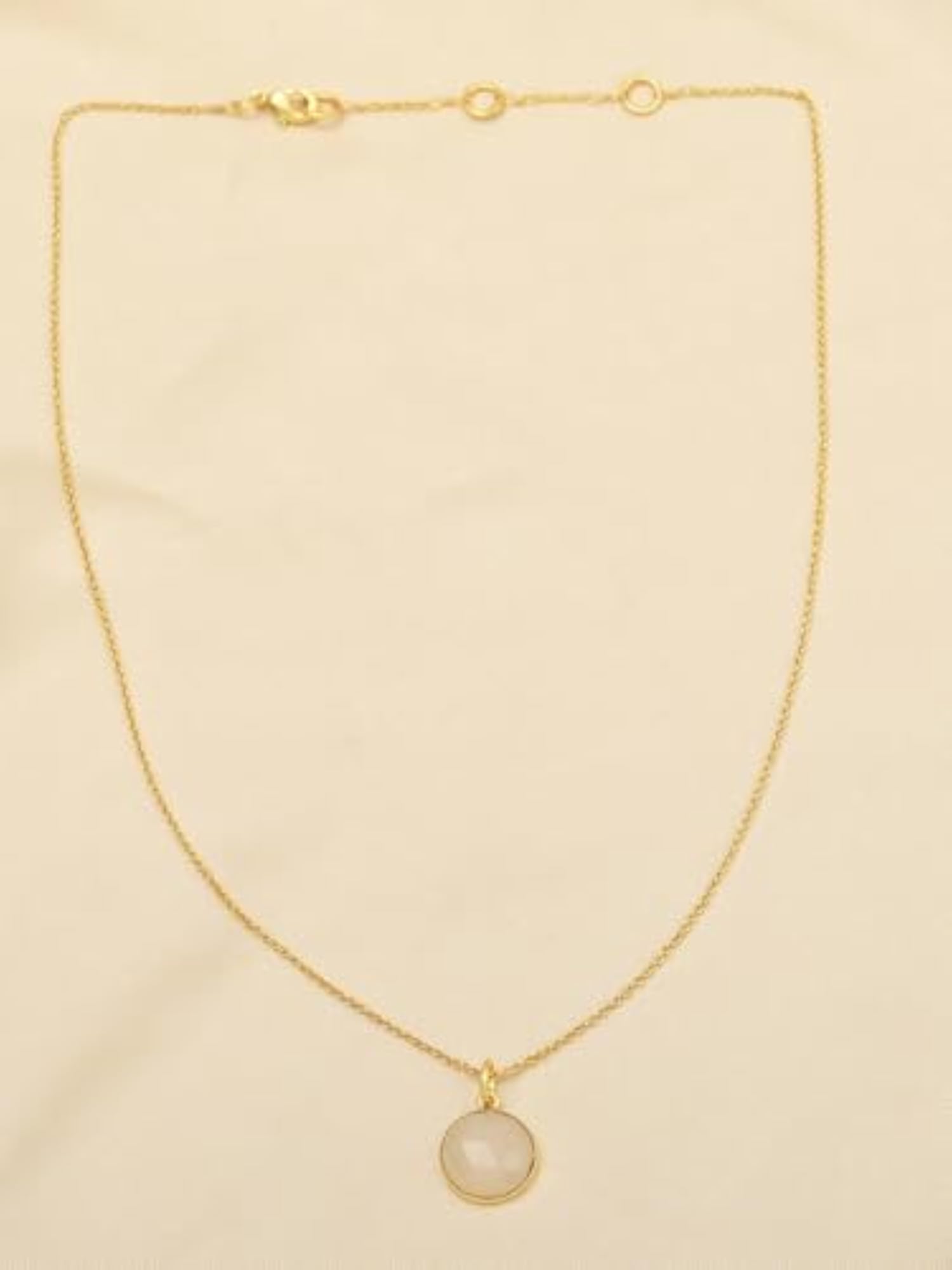 Women's 22K Gold Plated White CZ Round Solitaire Pendant Necklace
