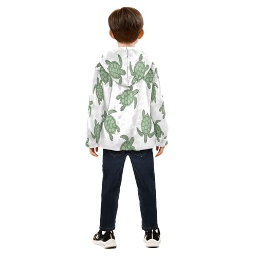 Sea Turtle Pattern Prints Toddler Fleece Jacket Girl Boys Hooded Fleece Jacket Coat Warm Outwear Zip-up 3-10T4