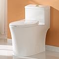 HOROW T0338WG One Piece Toilet with Gold Button, Elongated Toilet with Comfort Seat Height, ADA Chair Height 17.3", Dual Flush 0.8/1.28 GPF & MAP 1000g, Standard White Toilet Bowl, Gold Tank Button